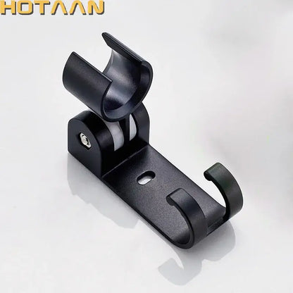 Modern black hand shower holder with hooks bathroom organizer