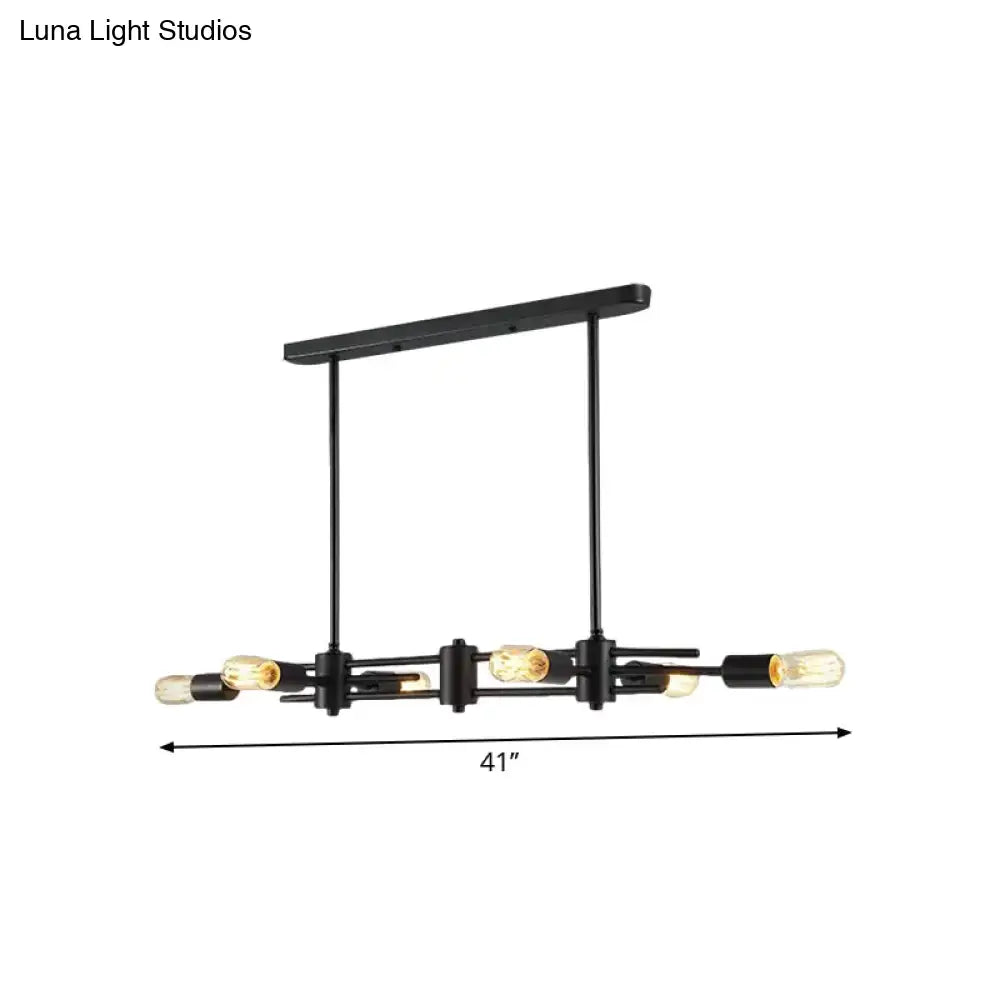 Modern black hanging chandelier – kitchen island exposed bulb light
