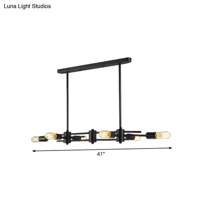 Modern black hanging chandelier – kitchen island exposed bulb light
