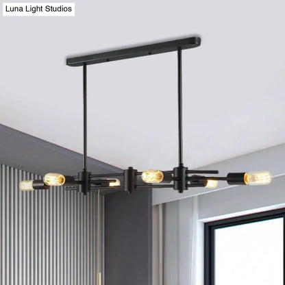 Modern black hanging chandelier – kitchen island exposed bulb light