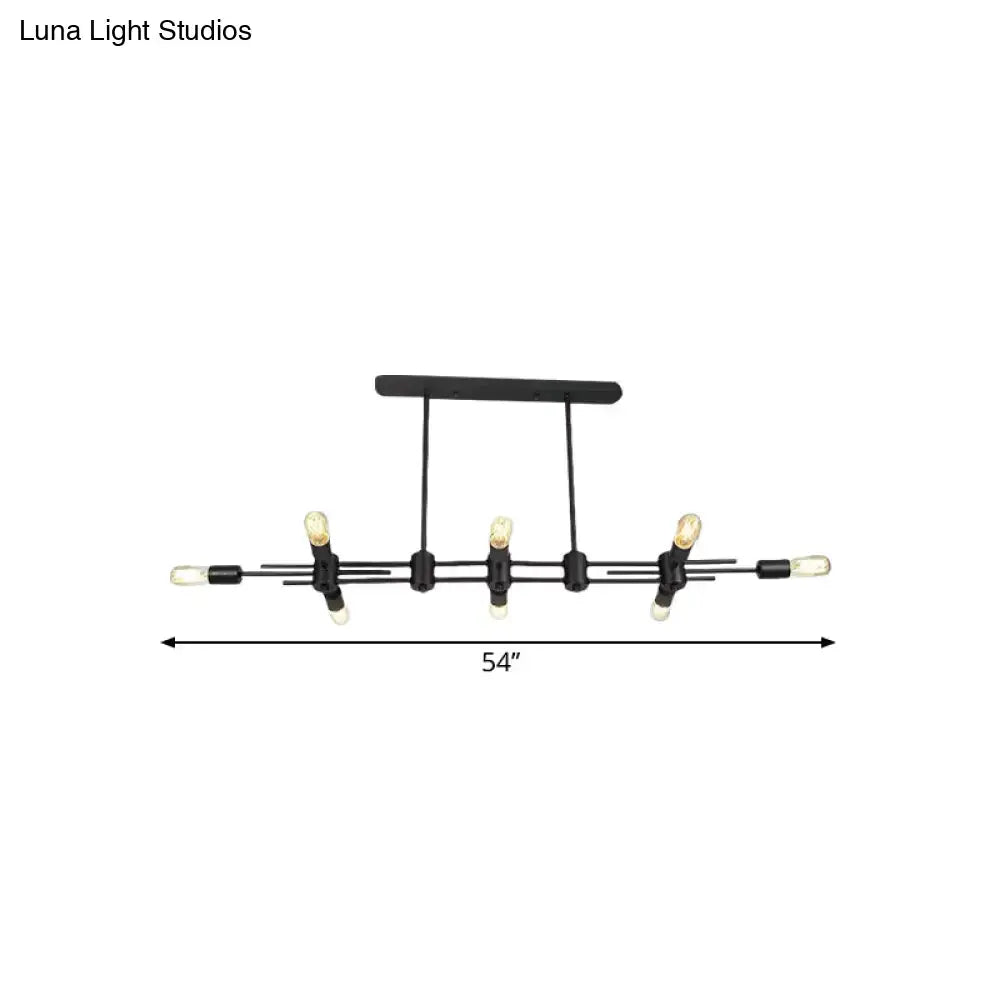 Modern black hanging chandelier – kitchen island exposed bulb light