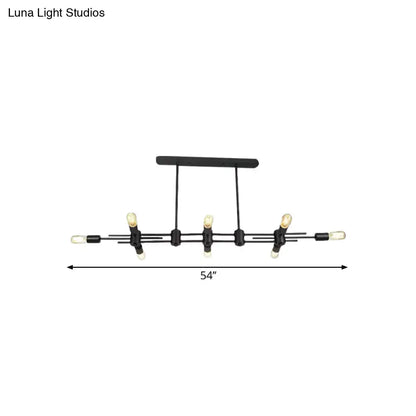 Modern black hanging chandelier – kitchen island exposed bulb light