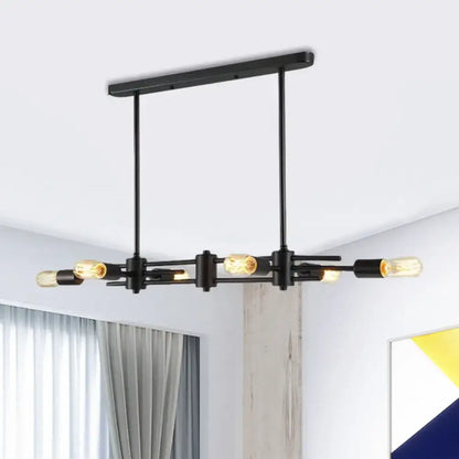 Modern black hanging chandelier – kitchen island exposed bulb light