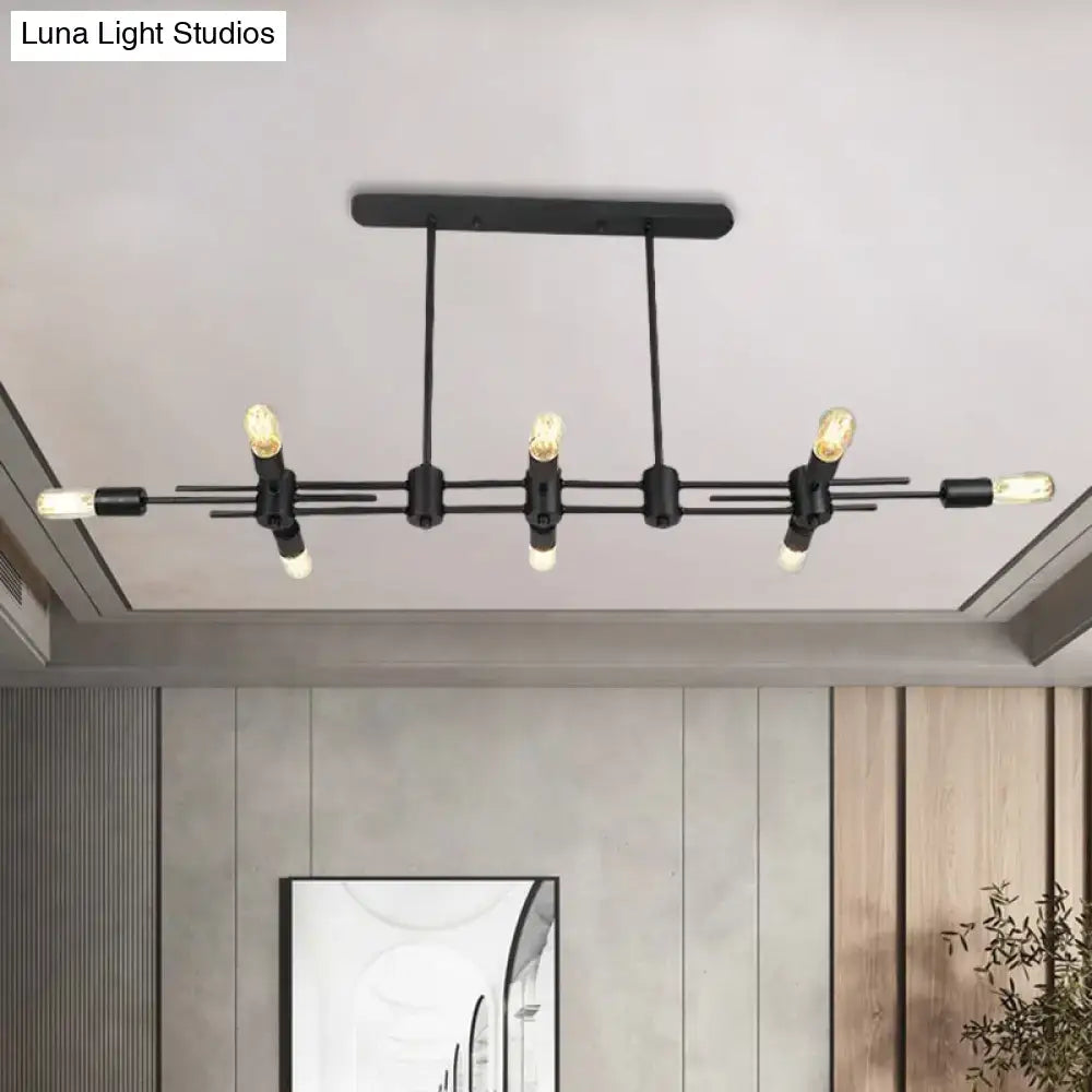 Modern black hanging chandelier – kitchen island exposed bulb light