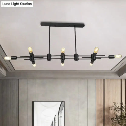 Modern black hanging chandelier – kitchen island exposed bulb light