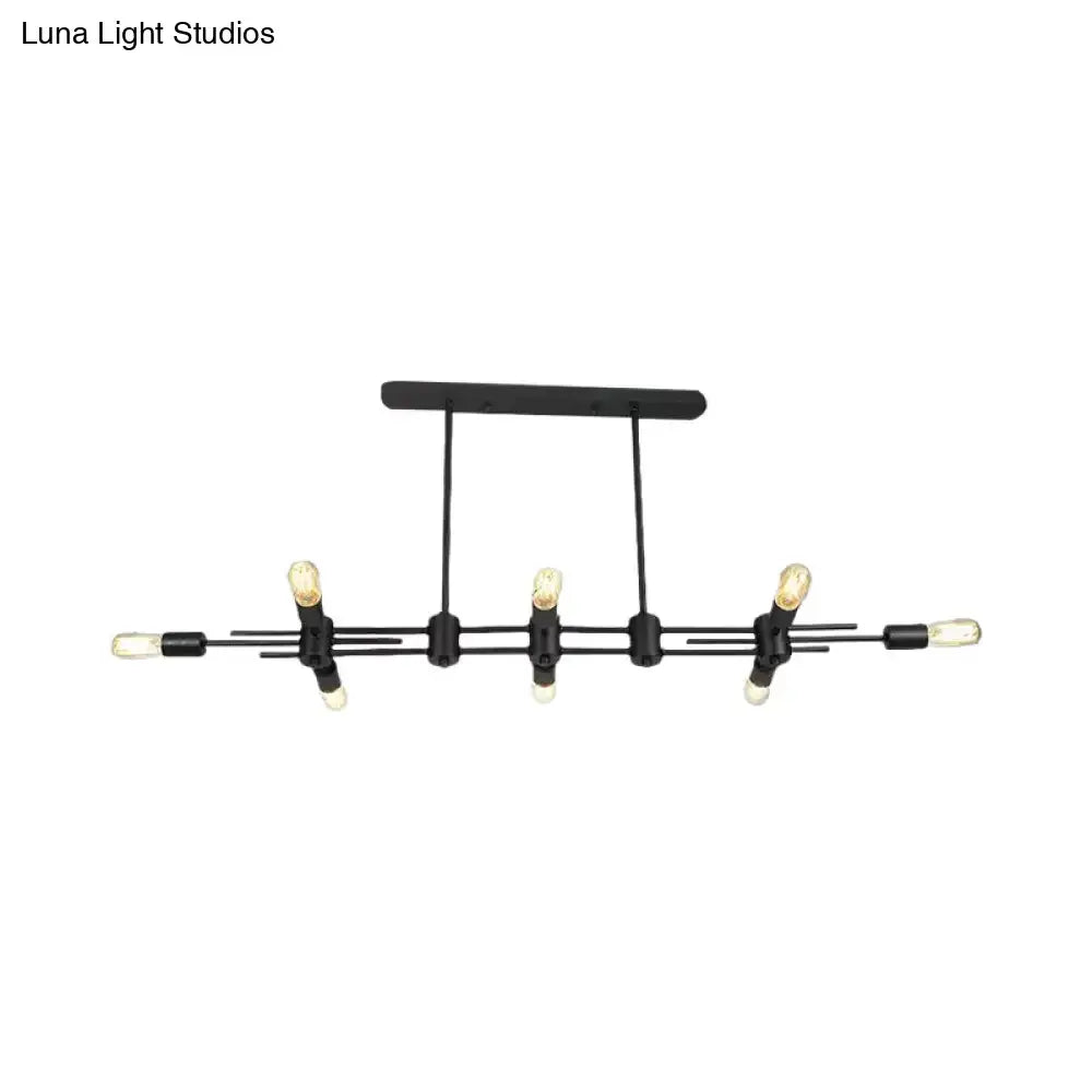 Modern black hanging chandelier – kitchen island exposed bulb light