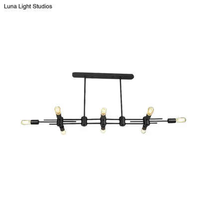 Modern black hanging chandelier – kitchen island exposed bulb light