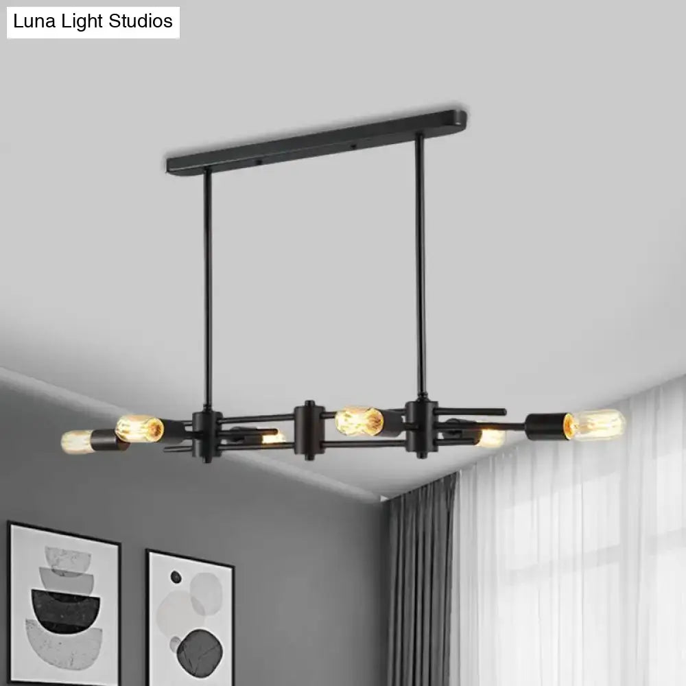 Modern black hanging chandelier – kitchen island exposed bulb light