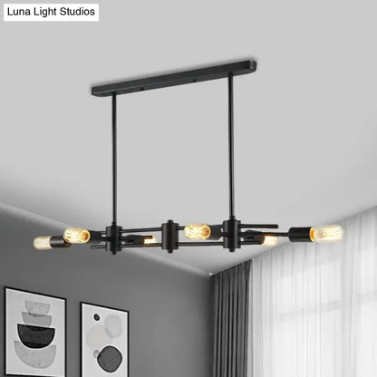 Modern black hanging chandelier – kitchen island exposed bulb light