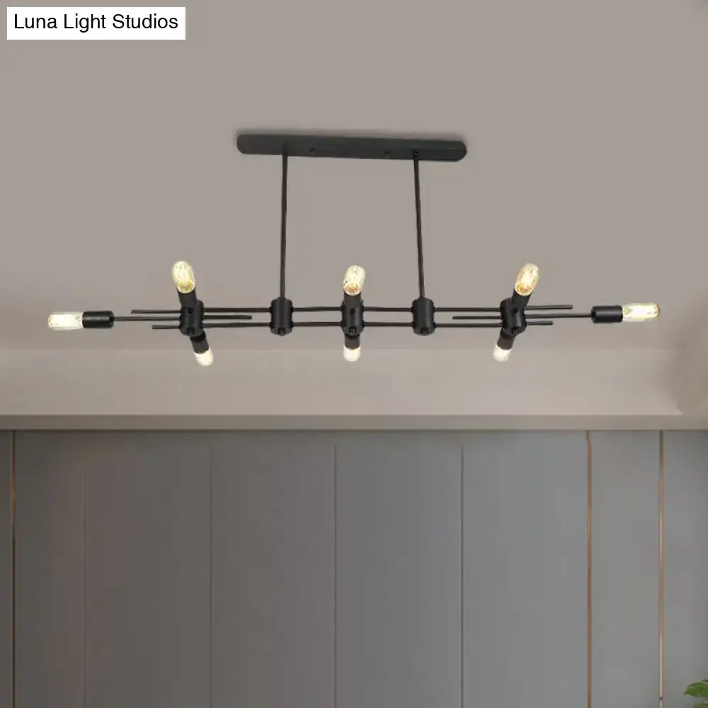 Modern black hanging chandelier – kitchen island exposed bulb light
