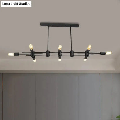 Modern black hanging chandelier – kitchen island exposed bulb light