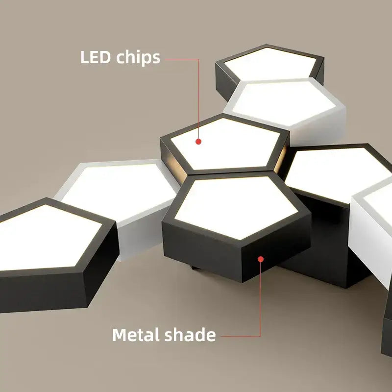Modern black hexagonal geometric ceiling lamps for master bedroom