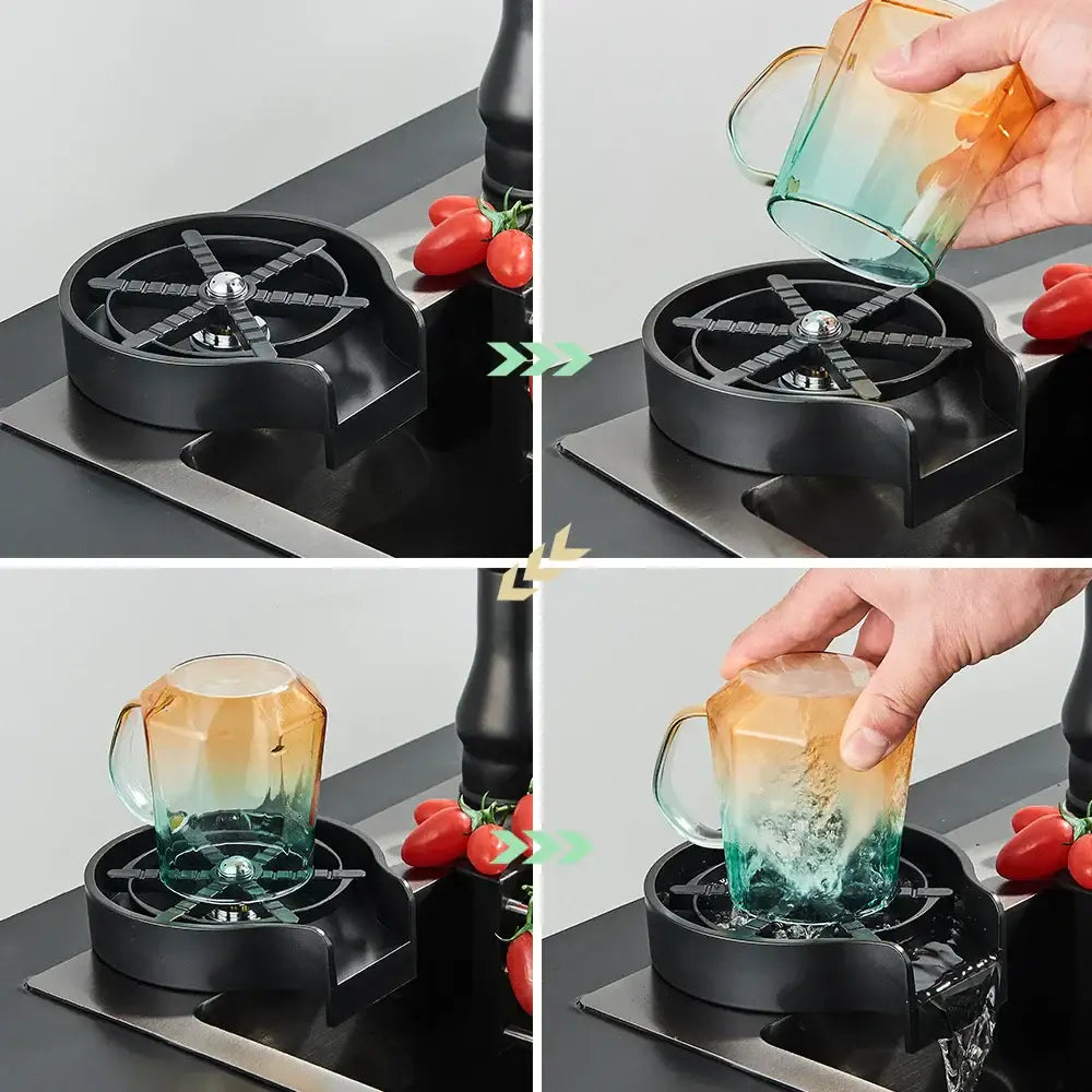 Modern black high pressure glass cup washer kitchen sink tool