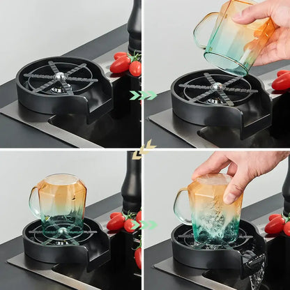 Modern black high pressure glass cup washer kitchen sink tool