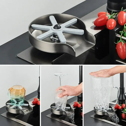 Modern black high pressure glass cup washer kitchen sink tool