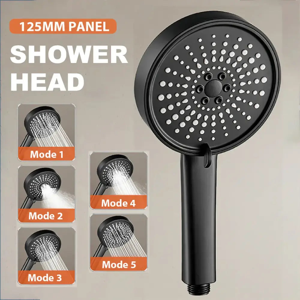 Modern black high pressure shower head bathroom water saving rainfall