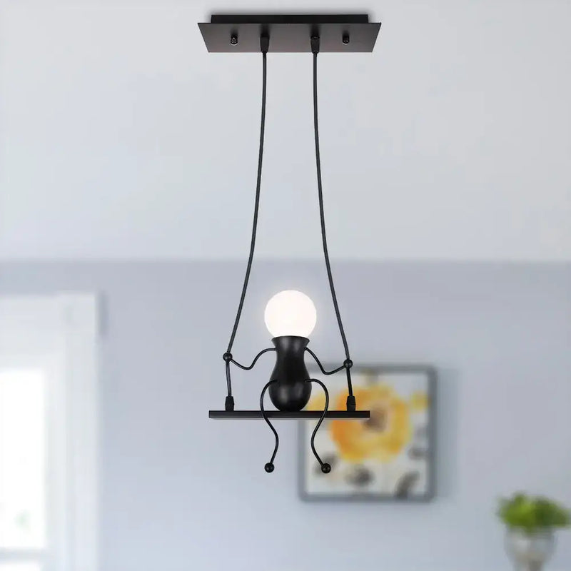 Modern black humanoid creative pendant light for bedroom