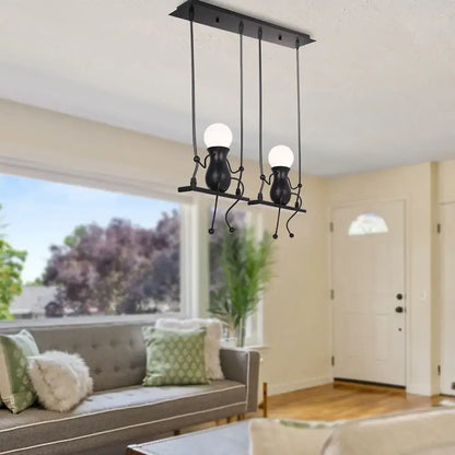 Modern black humanoid creative pendant light for bedroom