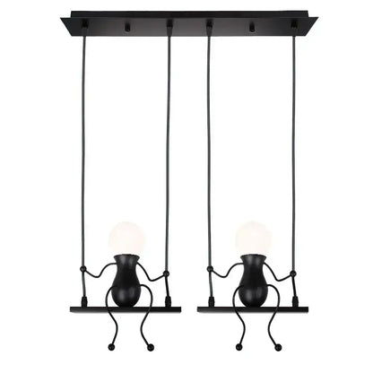 Modern black humanoid creative pendant light for bedroom