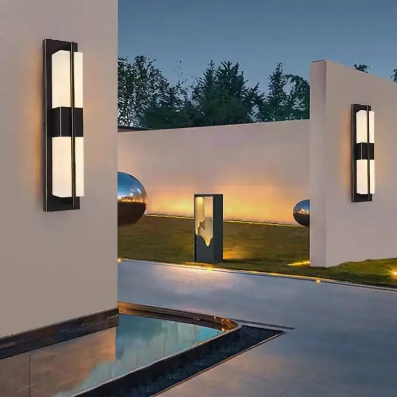 Modern black imitation marble led wall light garden sconce