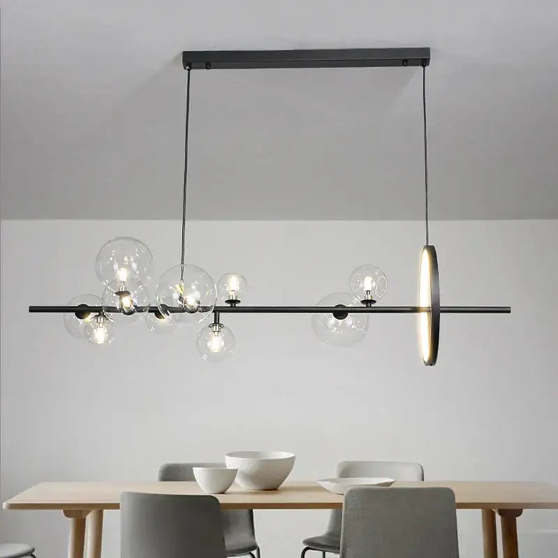 Modern black industrial glass pendant chandelier kitchen lighting
