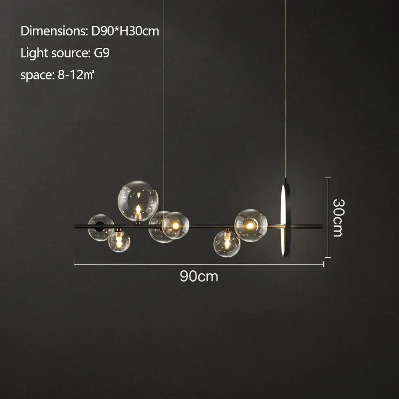 Modern black industrial glass pendant chandelier kitchen lighting