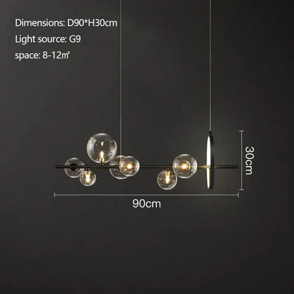 Modern black industrial glass pendant chandelier kitchen lighting