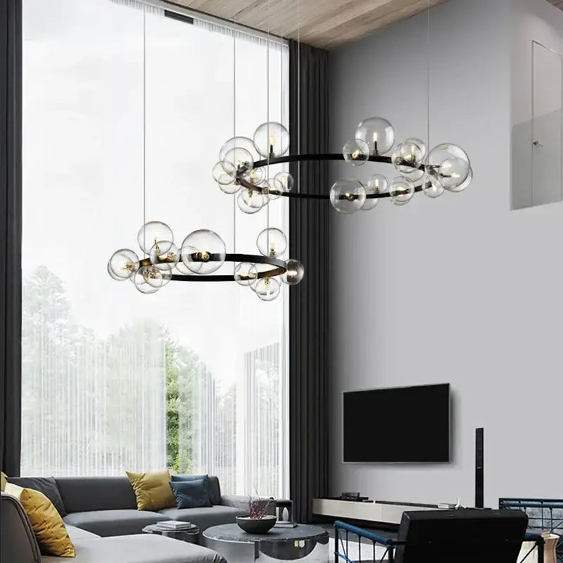 Modern black industrial glass pendant chandelier kitchen lighting