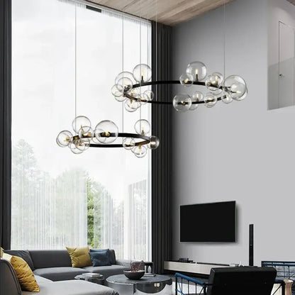 Modern black industrial glass pendant chandelier kitchen lighting