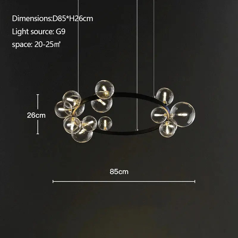 Modern black industrial glass pendant chandelier kitchen lighting