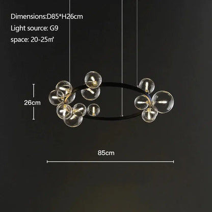 Modern black industrial glass pendant chandelier kitchen lighting