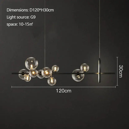 Modern black industrial glass pendant chandelier kitchen lighting