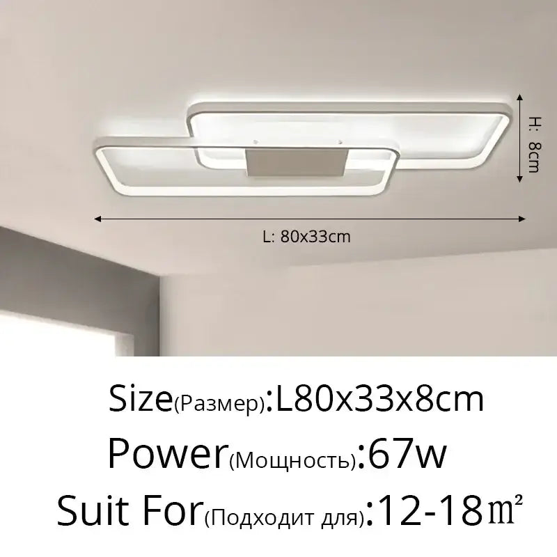 Modern black intersecting led ceiling light living room dimmable