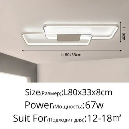 Modern black intersecting led ceiling light living room dimmable