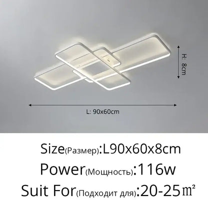 Modern black intersecting led ceiling light living room dimmable