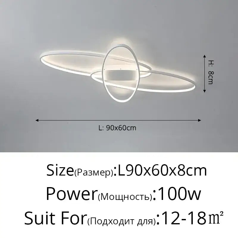 Modern black intersecting led ceiling light living room dimmable