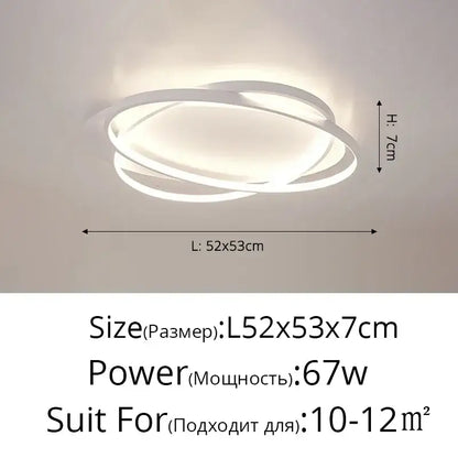 Modern black intersecting led ceiling light living room dimmable
