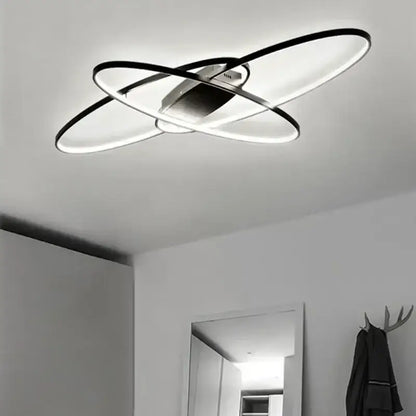 Modern black intersecting led ceiling light living room dimmable