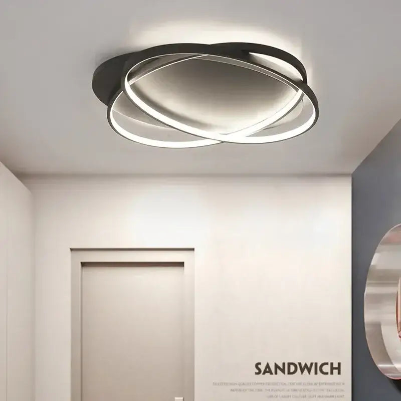 Modern black intersecting led ceiling light living room dimmable