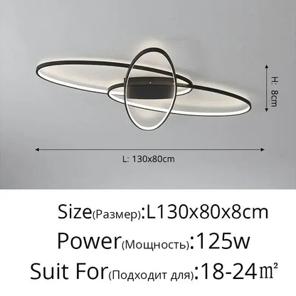 Modern black intersecting led ceiling light living room dimmable