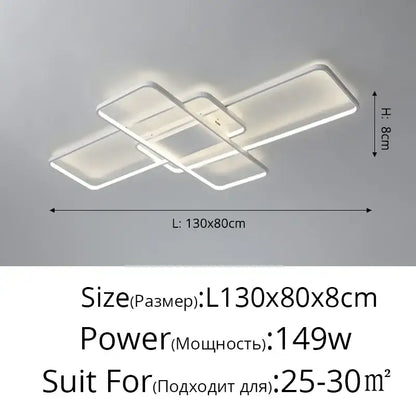 Modern black intersecting rectangular dimmable ceiling light