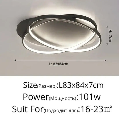 Modern black intersecting rectangular dimmable ceiling light