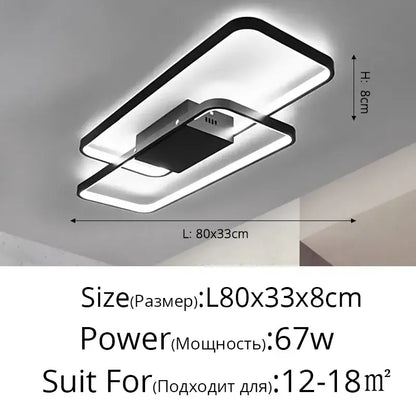 Modern black intersecting rectangular dimmable ceiling light