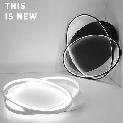 Modern black intersecting rectangular dimmable ceiling light