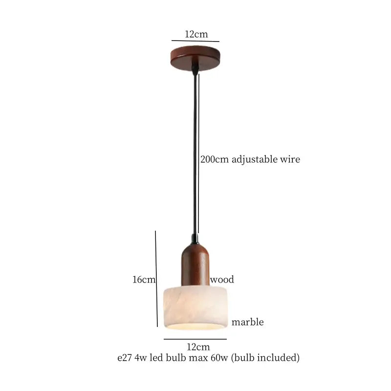 Modern black iron and white marble led pendant light kitchen hanging lamp