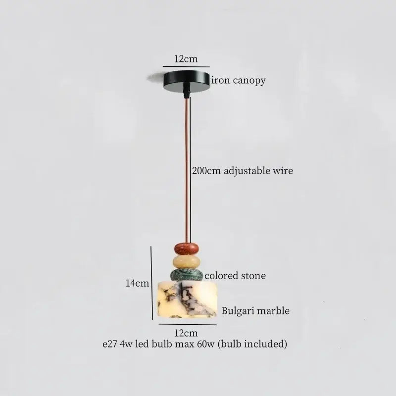Modern black iron and white marble led pendant light kitchen hanging lamp