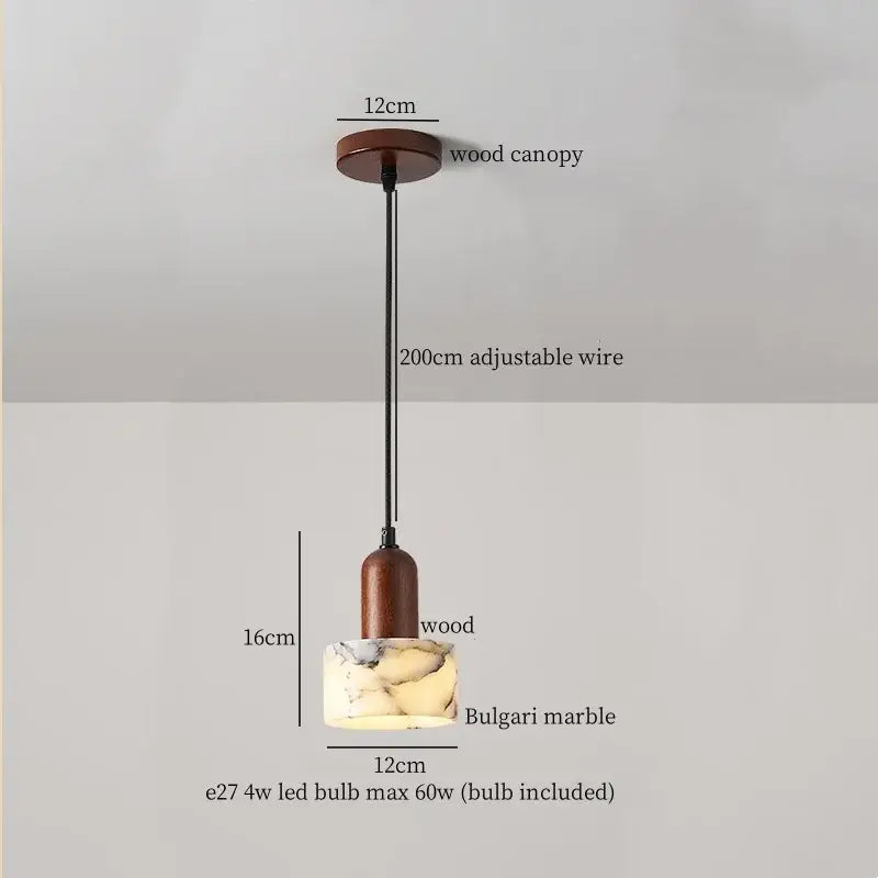 Modern black iron and white marble led pendant light kitchen hanging lamp