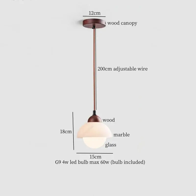 Modern black iron and white marble led pendant light kitchen hanging lamp