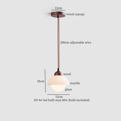 Modern black iron and white marble led pendant light kitchen hanging lamp