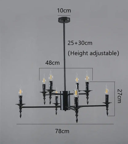 Modern black iron art led pendant chandelier for living room